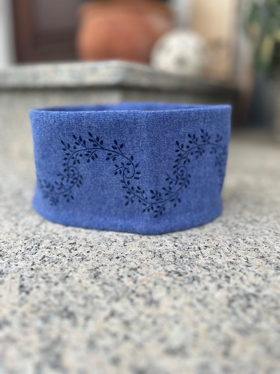 Merinostirnband HANDDRUCK jeansblau