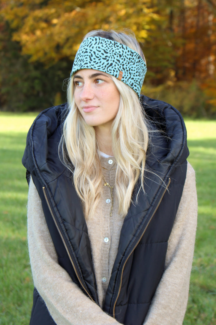 Jerseystirnband FRECHE FELI türkis/schwarz