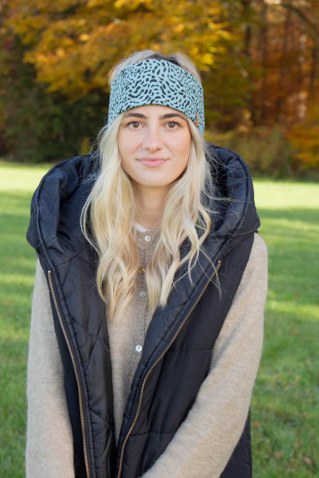 Jerseystirnband FRECHE FELI türkis/schwarz