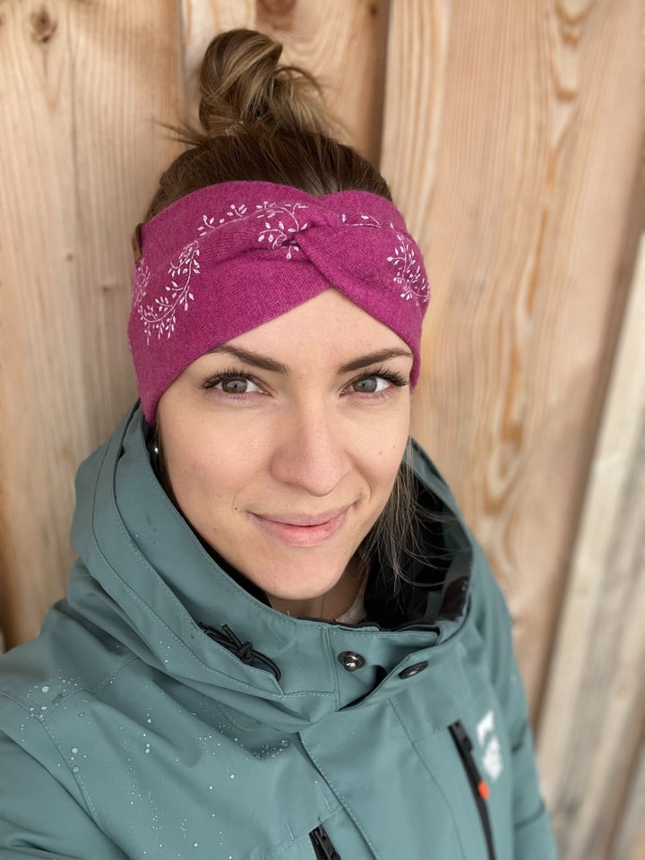 Merinostirnband HANDDRUCK pink