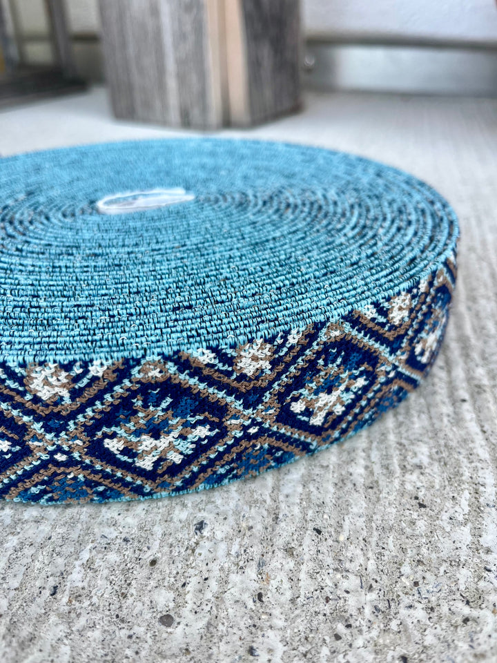 Gummibund BLÜMCHEN BLAUBRAUN 1,0 m