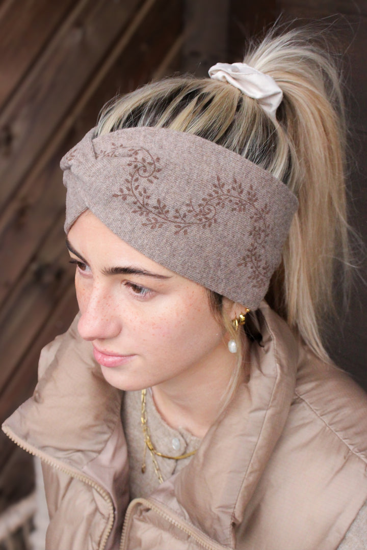 Merinostirnband HANDDRUCK braun