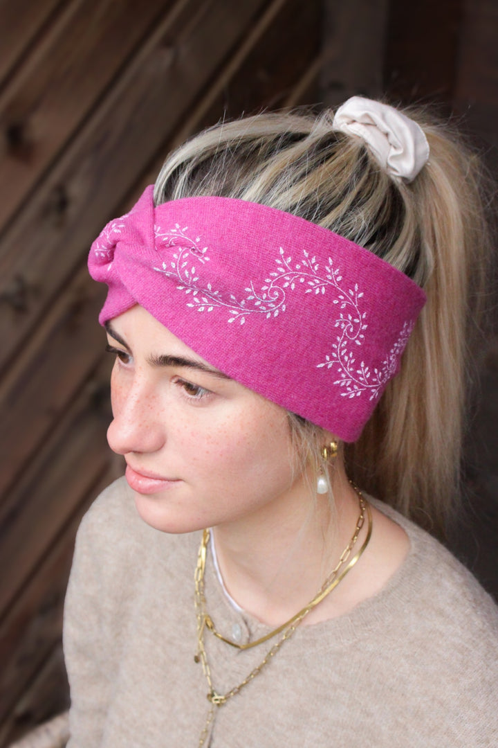 Merinostirnband HANDDRUCK pink