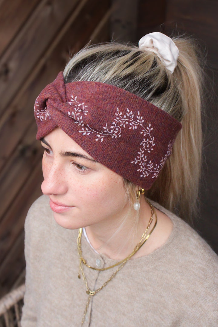 Merinostirnband HANDDRUCK ocker