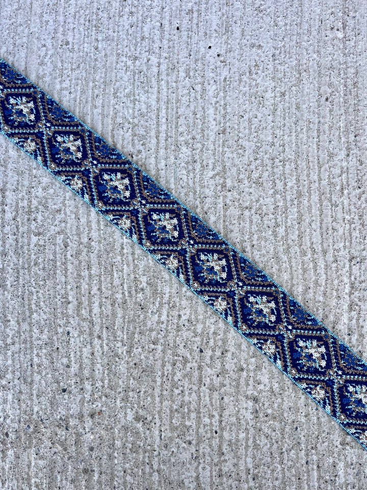Gummibund BLÜMCHEN BLAUBRAUN 1,0 m
