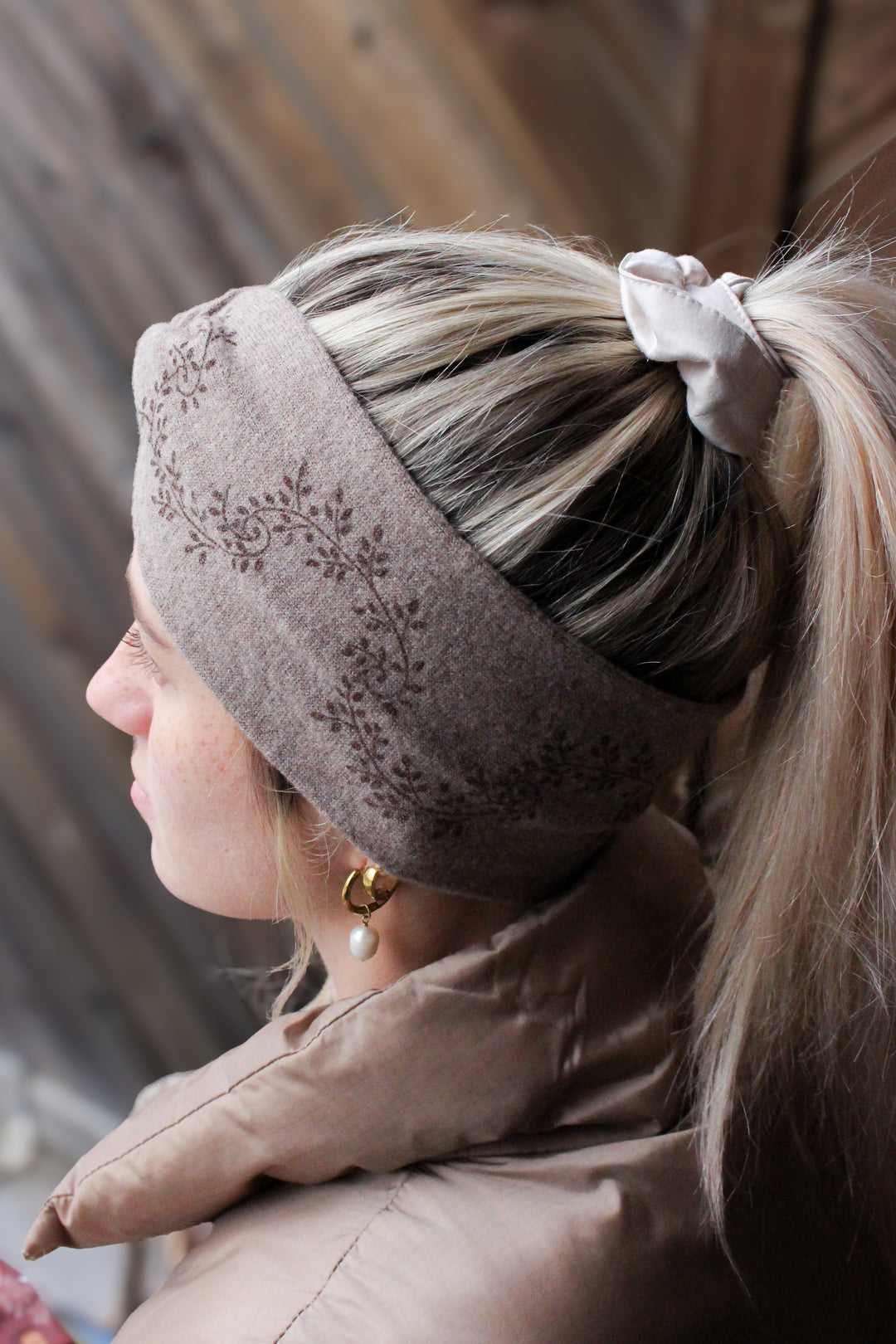 Merinostirnband HANDDRUCK braun