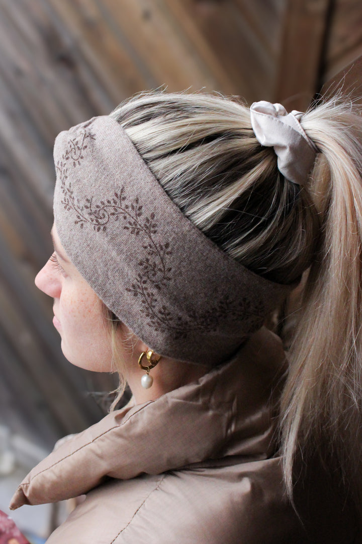 Merinostirnband HANDDRUCK braun