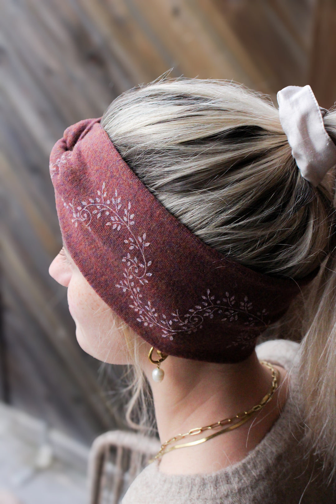 Merinostirnband HANDDRUCK ocker