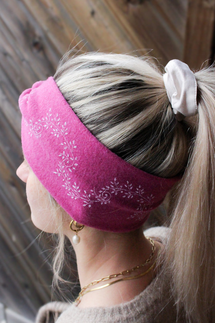 Merinostirnband HANDDRUCK pink