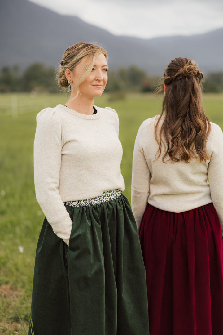 Merino Strickpullover mit/ohne Puffarm beige
