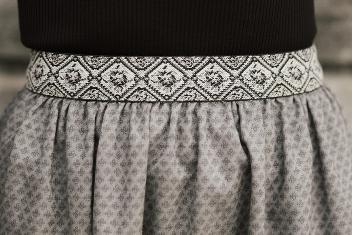 Flanellrock Blümchen grau